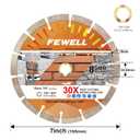 FEWELL 7 Inch Diamond Blade,Concrete Segmented Saw Blade for Angle Grinder Dry/Wet Cutting Concrete Masonry Brick Block Stone with 7/8"-5/8 Adapter