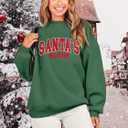 LUKYCILD Christmas Vibes Sweatshirt Women Merry Christmas Shirt Xmas Long Sleeve Shirt Winter Holiday Sweatshirts (Medium, Green2-santa)