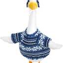 Sweater Porch Goose Outfits Winter Christmas Lawn Goose Clothes Fits 23" Cement Plastic Goose Statue for Winter Xmas Outdoor Garden Yard Patio Statue Art Decoration