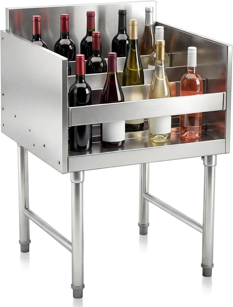 Zonon 22.5" x 24" x 33" Stainless Steel 4-tier Liquor Display Rack, Commercial Bar Bottle Display Shelf, Heavy Duty Wine Storage Rack, Easy Assembly, Liquor Organizer for Bar, Restaurant, Nightclub