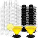 Boao 102 Pack Champagne Glasses 4 oz Plastic Martini Glasses Unbreakable Disposable Cocktail Cups Stackable Margarita Cups for Wedding Bar Birthday Party Wine Food Dessert(Clear and Black,Vivid)