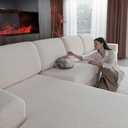 OHSIO Couch Cushion Covers for Sectional Sofa, Stretch Soft Sofa Slipcovers Washable Wear-Resistant Universal Furniture Protector for Living Room(1 Piece Loveseat Cover, Ivory)