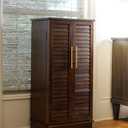 Alveare Home Port Fully Locking Jewelry Armoire  Elegant Storage with Shutter Doors, Gold Hardware, 7 Drawers, Necklace Hooks & Vanity Mirror, Charcoal