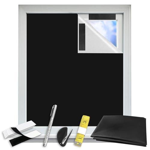 Frayot Blackout Blinds Shade,100% Blackout Material Curtains with Stickers,Portable Install for Bedroom,Travel, Dorm Room Window Shades No Drill（57" x 40" 1 Pack）