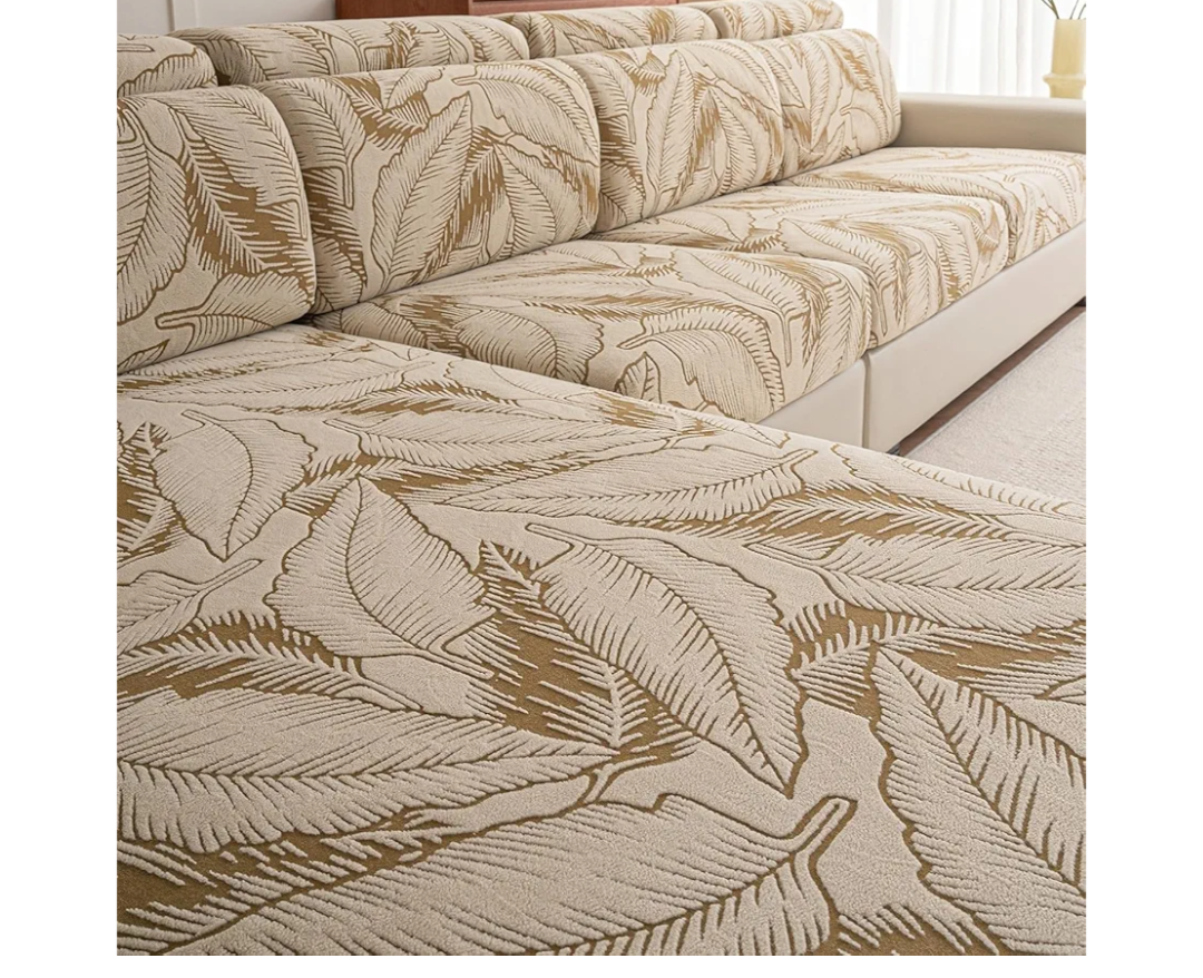 Cgeluy Sofa Cover Washable Sectional Couch Covers Sofa Slipcovers for 3 Cushion Couch Pet Friendly L Shaped Couch Protector Leaf Printed Covers for Dogs