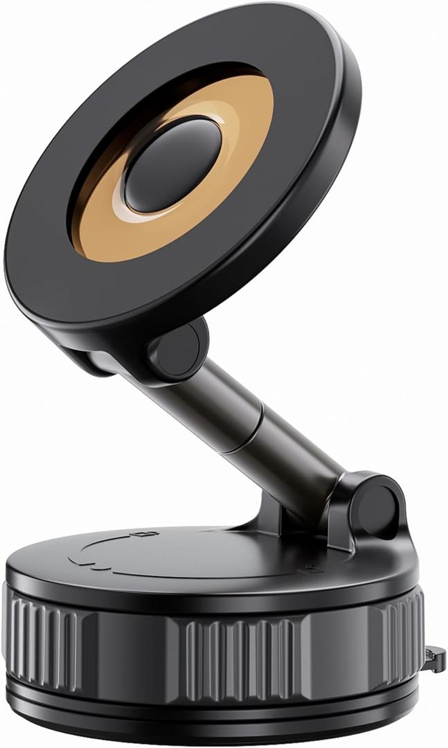 Vacuum Magnetic Suction Phone Holder, 360 Adjustable Suction Cup Phone Mount for Car/Gym/Mirror/Shower, Hands-Free Car Phone Holder, Compatible with iPhone Android and All Smartphones (Black)