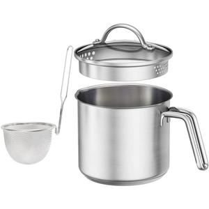 8 Cup Saucepan With Glass Lid,1.5QT Multipurpose Small Pasta Pot with Insert Steamer Basket for Boiling Sauce, Gravies, Pasta, Noodles