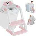 Potty Training Seat with Step Stool Ladder, Potty Training Toilet Seat with Soft Seat Splash Guard, Adjustable Height, 2 in 1 Potty Seats for Toddlers Kids Boys Girls