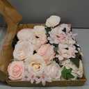 Floroom Cream Blush Artificial Flowers Fake Roses Peonies and Greenery Combo Box Set for DIY Pink Wedding Bouquets Bridal Shower Centerpieces Floral Arrangements Party Tables Home Decorations