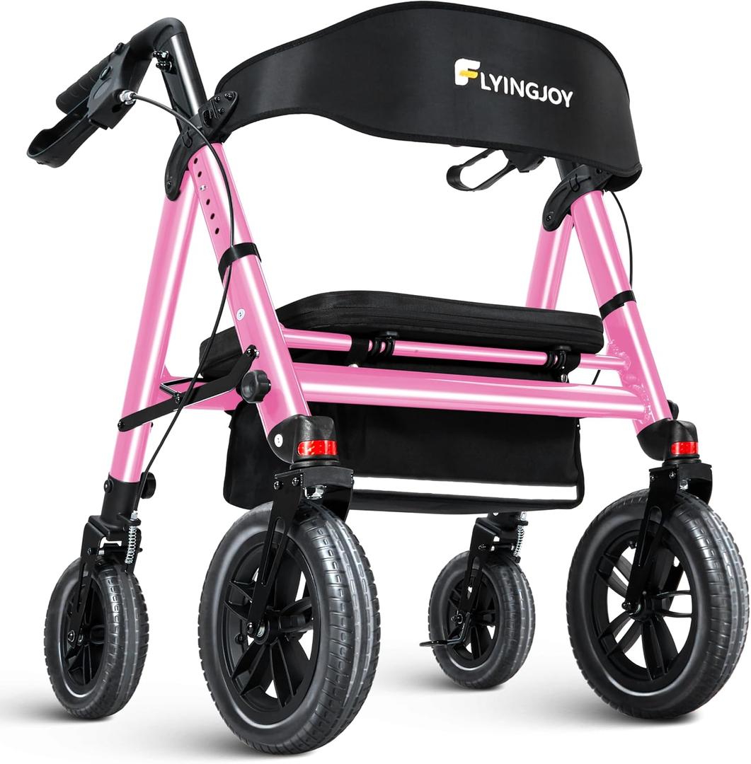 Heavy-Duty Walkers for Seniors with seat,450Lb Bariatric Rollator Walker