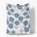 Horaldaily Blue Grey Silver Dahlia Pinnata Flannel Blanket Throw, Spring Summer Winter Floral Soft Fuzzy Plush Cozy Fleece Blanket for Couch Sofa Bed Lounging, Ideal Gifts for Kids Adults Self, 50x60