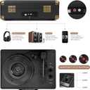 Vinyl Record Player Bluetooth Turntable 3-Speed Suitcase Portable Vintage Belt-Driven Record Player with Built-in Speakers RCA Line Out AUX in Headphone Jack LP Recording to Convert Records to MP3