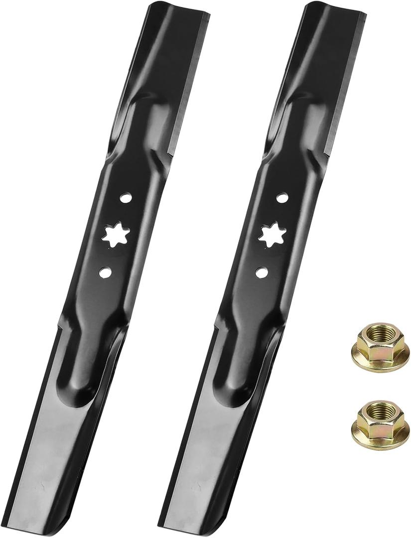 2 Pack 942-04308 Cub Cadet 42 Inch Mower Blades with 712-0417A Nuts Replaces 742-04308, 942-04308A, 942-04312 for Cub Cadet ZT1 42, XT1 LT42, Craftsman T110, LT2000, Troy Bilt Pony 42 Tractors