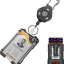 Oaridey Retractable Badge Holders, Heavy Duty Retractable Keychain with Tactical ID Card Holder (Holds 5 Cards), ID Badge Holders with Metal Clip, 31.5' Badge Reel