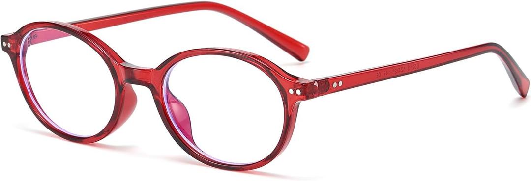 LJCZKA Oval Blue Light Blocking Glasses for Women Vintage Oval Frame Glasses Nerd Y2K Eyewear Anti Glare Computer Eyeglasses (Red)