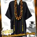 Cindeer Graduation Leis 2025 Braided Honor Cords with Tassels Class of 2025 Ribbon Necklace 47 Inch Graduation Gift Party Accessories for Women and Men (Black and Gold)