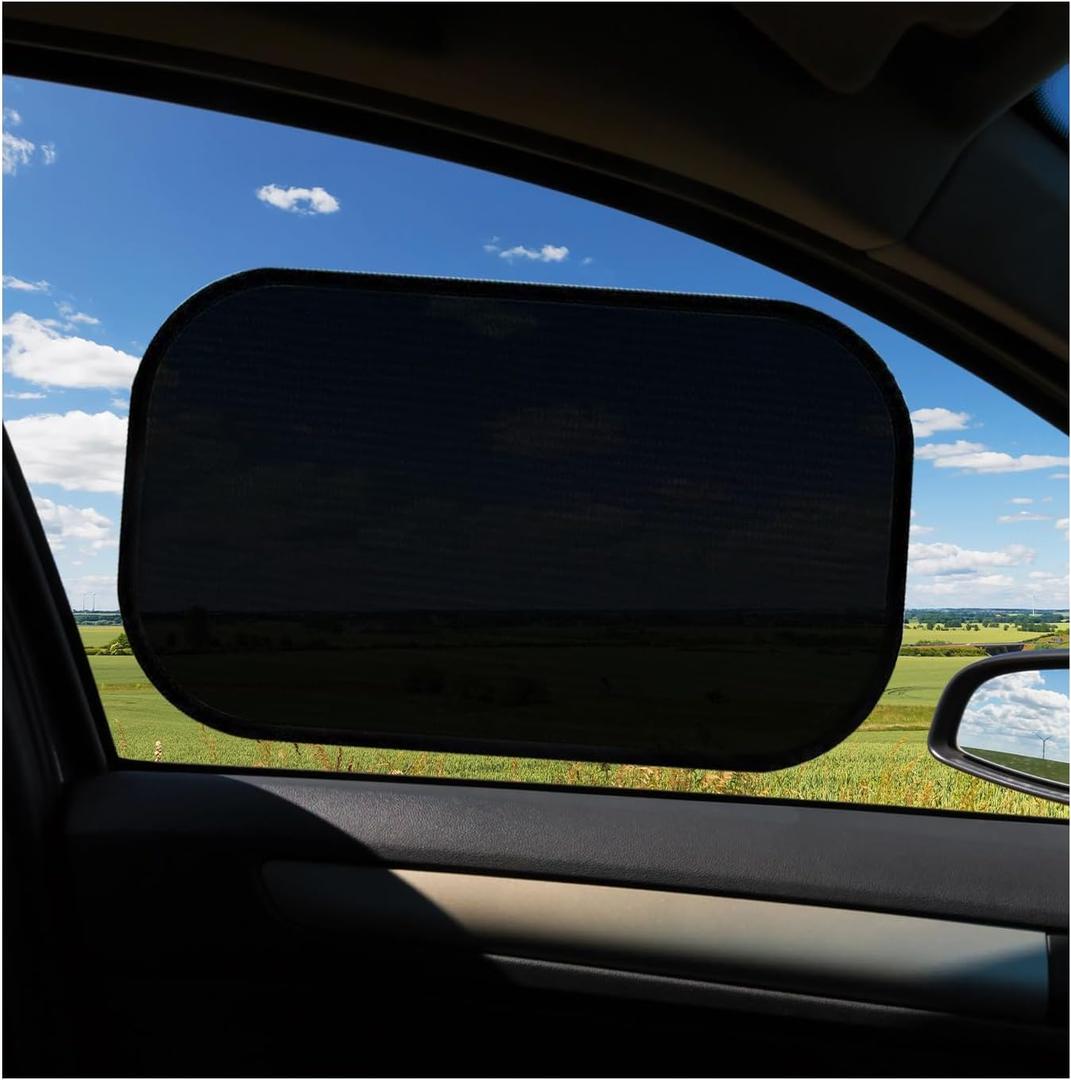 2PCS Car Window Shades, 21"14" Side Window Screens Sun Shade Blocker for Your Child, Universal Glare Shield and UV Rays Protection Car Accessories Cling Window Cover (Black)