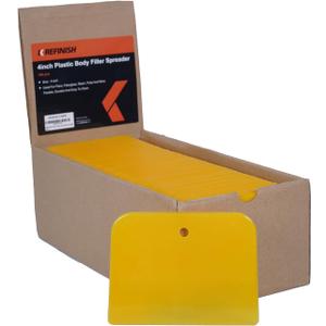 KREFINISH Body Filler Spreaders (Pack of 100) - 4" Yellow Reusable Plastic Spreader for Automotive Fillers, Putties, Glazes, Caulks and Paint