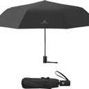 Windproof Compact Travel Umbrella Auto Open/Close - Premium Fiberglass Frame for Rain & Sun Protection - Lightweight Mini Umbrella Fits Purse, Backpack, Car (Black)