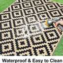 Smiry Waterproof Outdoor Rug 8x10 ft, Reversible Plastic Straw Patio Camping Rugs, Outdoor Indoor RV Mat Carpet for Patio, Outside Entry, Backyard, Deck, Bench, Picnic, Camper, Black & Beige