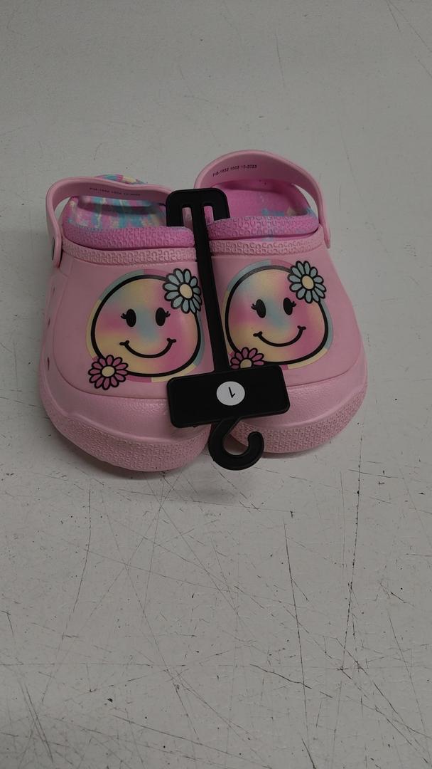 Smiley Face Size 1 Pink Children's Clogs Slip-on Slides Non-Slip Beach