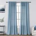 Nanspring Blue Semi Sheer Linen Curtains 84 inch Length for Living Room Back Tab Modern Farmhouse Coastal Decor Stone Dusty Blue Cotton Textured Gauze Curtains for Dining Room Bedroom Blue Grey (52"W x 84"L (Pack of 2))