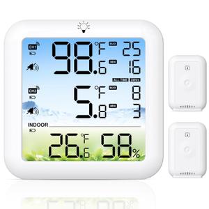 Freezer Thermometer with Alarm – Digital Refrigerator Temperature Monitor with 2 Probes (Monitor 2 Locations), 330FT Range, Backlit Display, 24H Max/Min for Fridge, Deep Freezer, RV