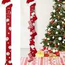 67 Inch Freestanding Christmas Stocking Holder with 6 Hooks Vertical Collapsible Holder Stand The Stocking were Hung Wood Sign for No Fireplace Small Homes Xmas Decoration