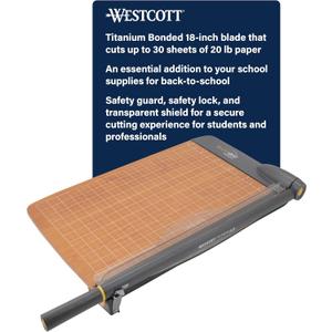 Westcott TrimAir Guillotine Paper Cutter, Paper Trimmer with Sharp and Durable Titanium-Bonded Blade, Maximum Safety Features, 18-Inch, Back to School, School Supplies, Classroom