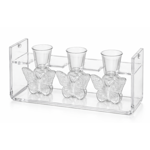 3pcs Butterfly Vase Propagation Stations: Glass Plant Terrarium with Wooden Stand for Home Office Desk Decor, Unique Gifts for Plant Lovers Women Mom 