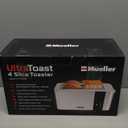 Mueller UltraToast Full Stainless Steel Toaster 4 Slice, Long Extra-Wide Slots for Bagels and Waffles, 6 Browning Levels, LED Display, Cancel/Defrost/Reheat Functions & Removable Tray, Kitchen Gadgets