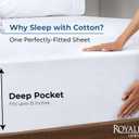 Royale Linens 100% Organic Cotton Fitted Sheet - Percale Weave - Super Soft Deep Pocket Bottom Sheets - White Elastic Sheet Queen Size - Queen Fitted Sheets Only - (60"x80"+15", White)