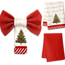 Christmas Kitchen Towels Set of 2 Red Bows Decor Funny Xmas Decorative Dish Hand Towels 24x16 Inch Red Waffle Dishtowel Peace Love Believe for Christmas Bathroom and Kitchen Decor