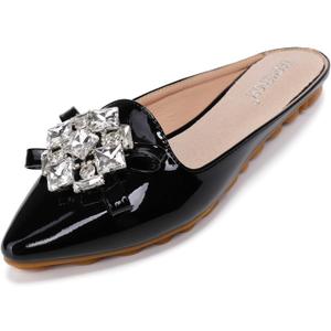 VYKF Mules for Women Flats Comfortable Slip on Backless Loafers Closed Toe Slides Women's Pointed Toe Mules Shoes