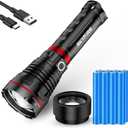 SKYFIRE Rechargeable Flashlights High Lumens 40000mAh with Ignition Lens,Super Bright Flashlight with Shoulder Straps,11Mode Led Tactical Flash Light for Outdoor Essentials&Home Emergencies-Upgraded