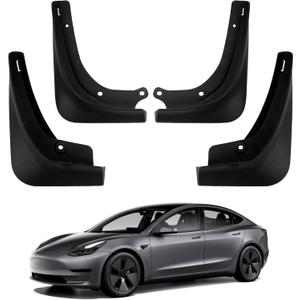 JANSION 2016-2022 Model 3 for Tesla Mud Flaps Splash Guards Fenders No Holes, No Tape All-Weather Splash Guards, Durable No Ground Cutting (Set of 4)