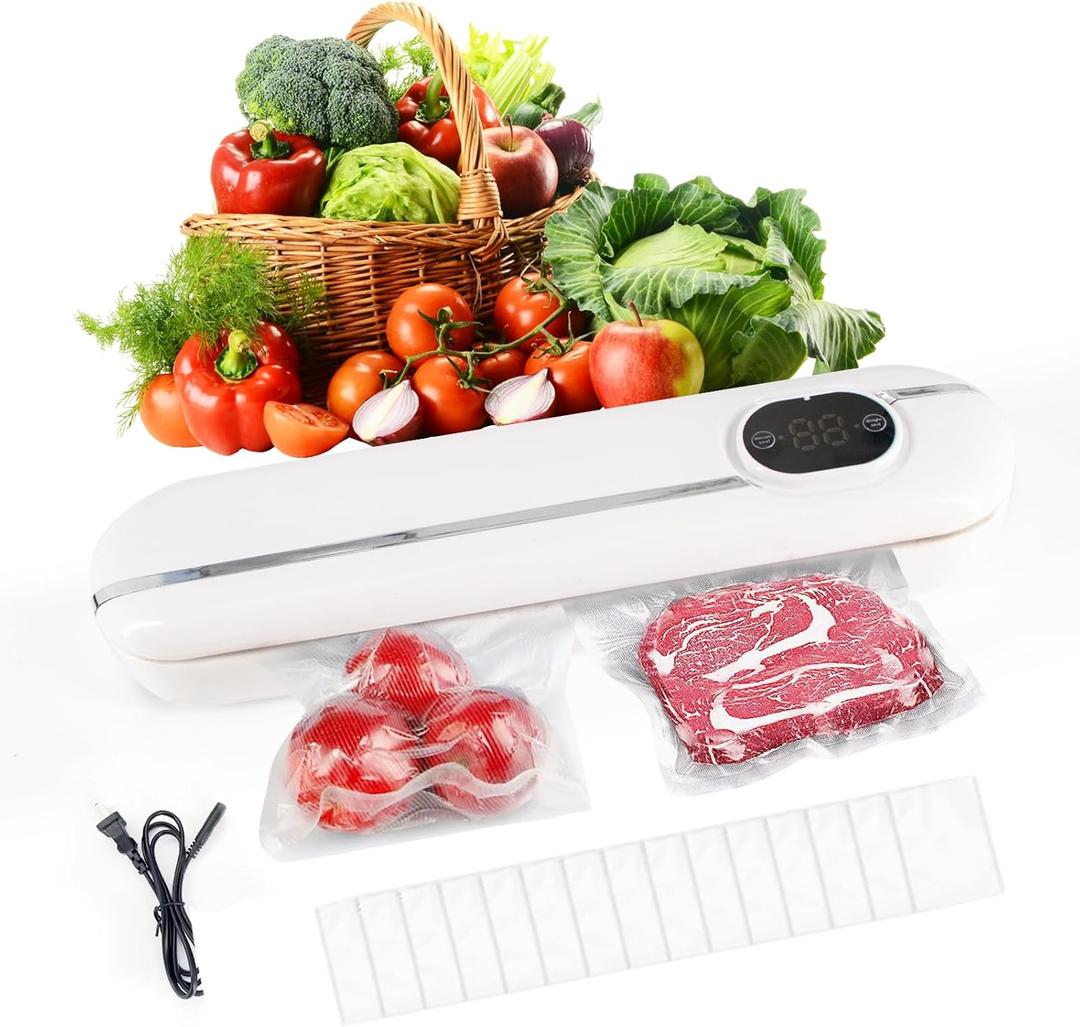 Vacuum Sealer, Food Vacuum Sealer Machine, Vacuum Sealer Machine, Single Sealing/Vacuum Sealing Two Modes, With LED Display, Includes  Vacuum Sealer Bags