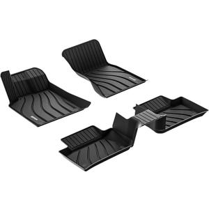 3W Floor Mats Compatible for Porsche Macan 2014-2025 TPE All Weather Custom Fit Floor Liner 1st and 2nd Row Car Mats Black