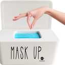 Moorfowl Face Mask Dispenser with Lid, Upgrade Size(8.2" L x 4.9" W x 3.9" H), Mask Container Storage Tabletop Face Covering Organizer Box for Home, Office, Entryways, Schools (White(Mask UP))