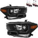 Headlights Assembly with Bulbs for 2016-2023 Toyota Tacoma (Does NOT fit models with factory LED DRL; factory halogen models ONLY) Headlamp Replacement Driver & Passenger Side