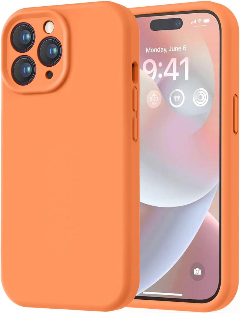 LOVE 3000 Designed for iPhone 14 Pro Max Case, Premium Silicone with [Soft Anti-Scratch Microfiber Lining] Shockproof Protective Phone Case for Men Women Girls 6.7", Bright Orange