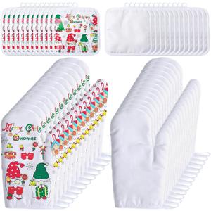 Patelai 50 Pieces Blank Sublimation Oven Mitts Set Include Blank Sublimation Heat Resistance Oven Gloves and Pot Holders for DIY Kitchen Dining Room Accessories