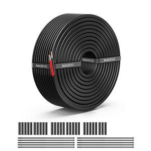 NAOEVO 12 Gauge Wire 2 Conductor Electrical Wire, 12 AWG Stranded PVC Cord, 12V Low Voltage/Tinned Copper/Flexible Cable for Automotive Wiring, Lamp Cord, Marine Cable (50FT) (2C-12AWG)