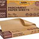 Katbite Parchment Paper Sheets Pop-Up 200 PCS, 9x13 Inches Precut Heavy Duty Baking Parchment, Extra Strong, Unbleached, Non-stick, Non-toxic, Flat Baking Paper for Oven, Cooking, Grilling, Air Fryer