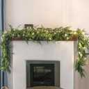 MISSPIN Christmas Garland with Lights, Real Touch Winter Pine Garland, Green Artificial Greenery Garland for Table, Mantle, Wall, Indoor, Outdoor Christmas Decorations (6FT)