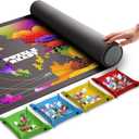 Puzzle Ready Jigsaw Puzzle Mat Roll-Up - 46 x 29.5 for 1500 Pieces - Portable Puzzle Board with 4 Sorting Trays, Storage Bag, Foam Roller, 3 Hook & Loop Fastener Straps