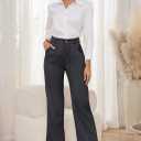 Women's Casual Wide Leg Pants Women Business Casual Pants Dress Pants Work Trousers for Women (L)