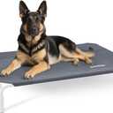 ZOMISIA XL Elevated Dog Bed Tool-Free Assembly, Outdoor Raised Dog Bed Portable Cooling Pet Cot for Large Pets, Summer Pet Hammock Off Ground with Non-Slip Feet & Waterproof Teslin Mesh, 48x33 Inch
