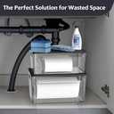 COAZEX 2 Pack Trash Bag Holder Under Sink Stackable, Plastic Garbage Bag Dispenser with Lid, Trash Bag Storage Dispenser Roll Holder for Kitchen, Pantry, Laundry Room Organization (Black Lid)