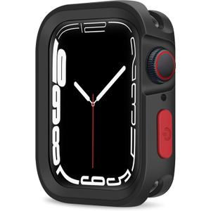 Rugged Case Compatible with Apple Watch Case 41mm 40mm Series 9/8/7/6/5/4/SE3/2/1, Soft Flexible TPU Shockproof Protective Bumper Cover for iWatch 41mm 40mm, Black
